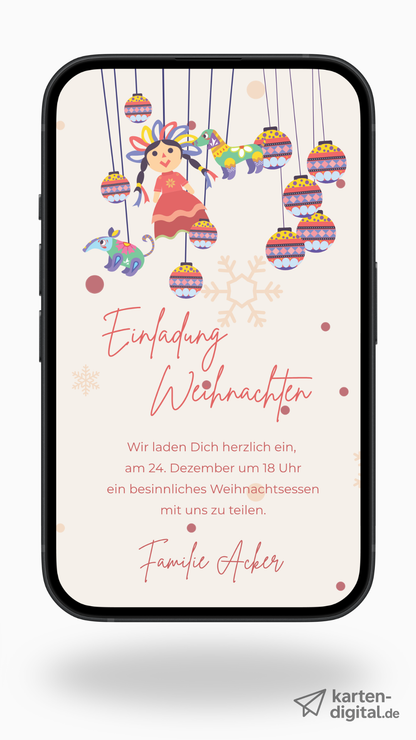 Digitale Video-Weihnachtseinladung – Weihnachtsanhänger & Illustrationen