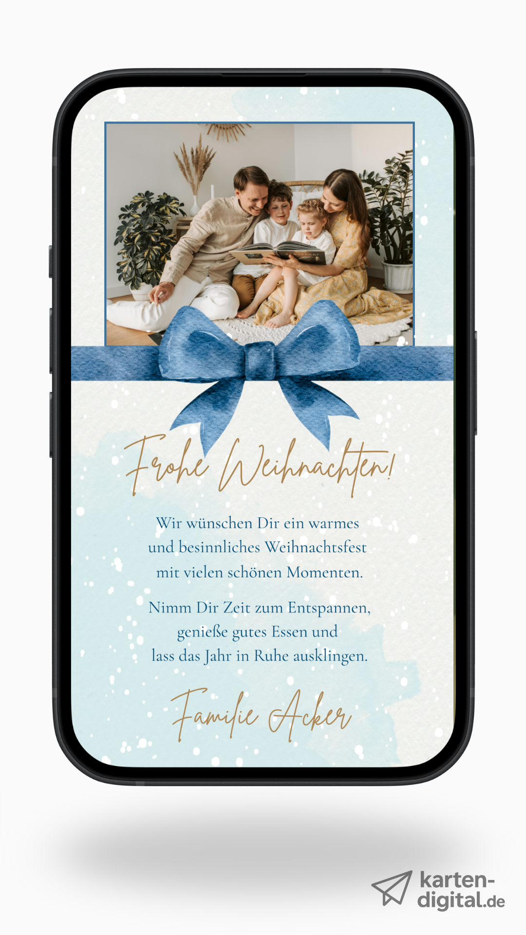 Digitale Video-Weihnachtseinladung – Schleife & Schneefall