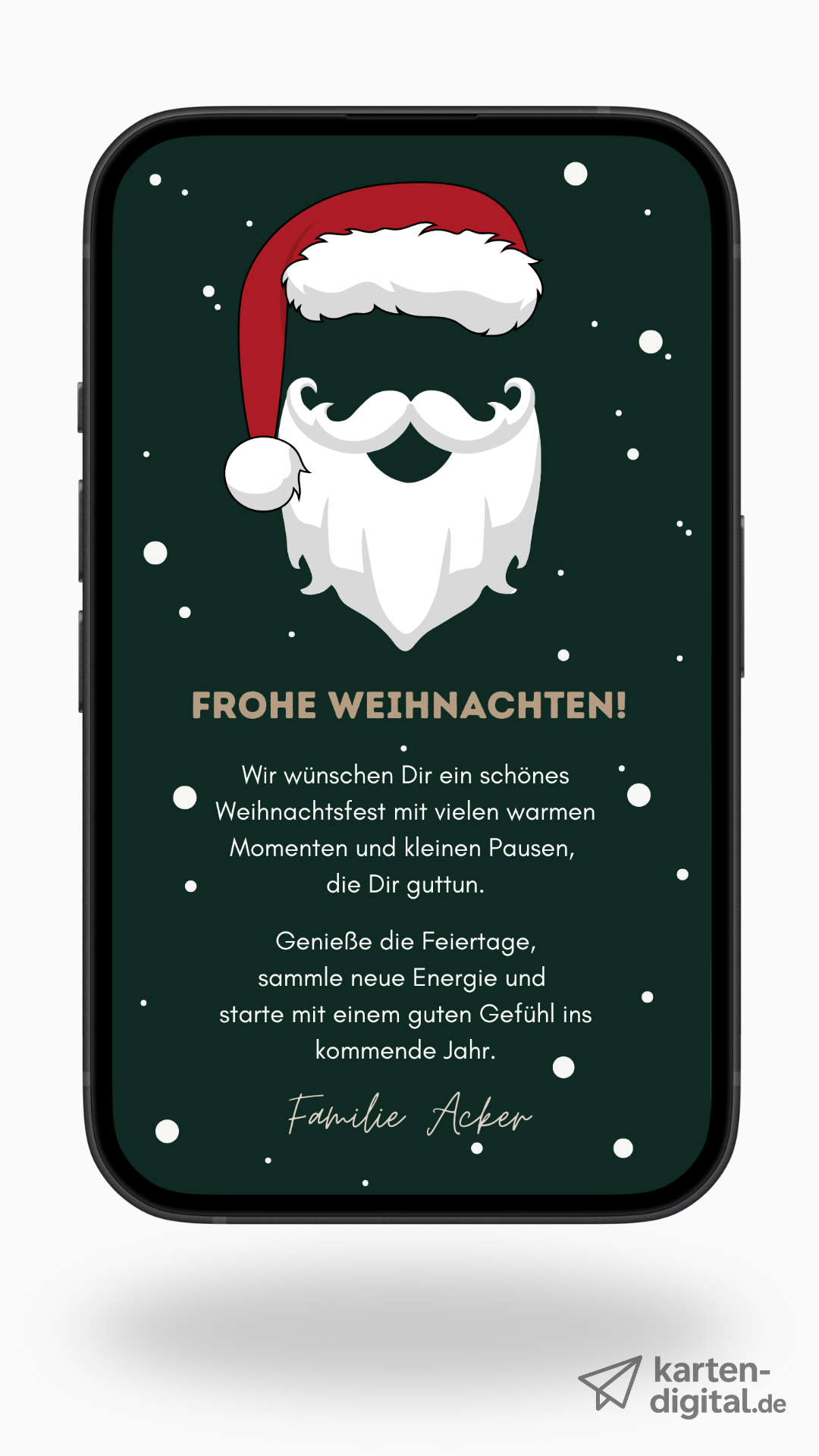 Digitale Weihnachtskarte – Santa & festlicher Look