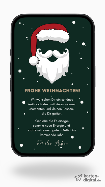 Digitale Weihnachtskarte – Santa & festlicher Look