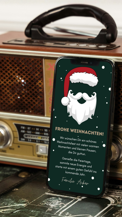 Digitale Weihnachtskarte – Santa & festlicher Look