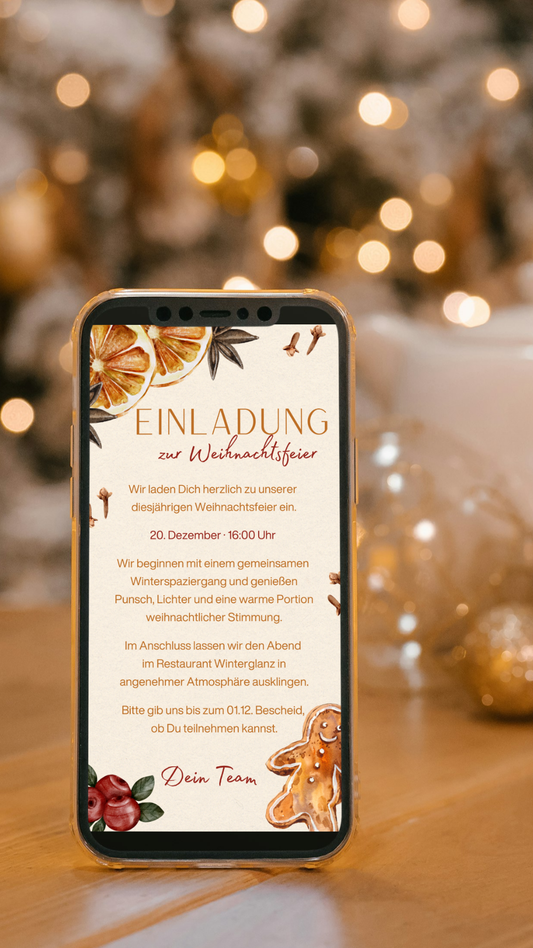 Digitale Weihnachtsfeier-Einladung – Winterspaziergang & Punsch