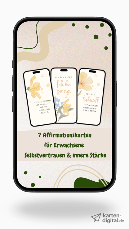 Affirmationskarten für Erwachsene – 7 digitale Karten für Selbstvertrauen & innere Stärke (Set 1) - karten - digital