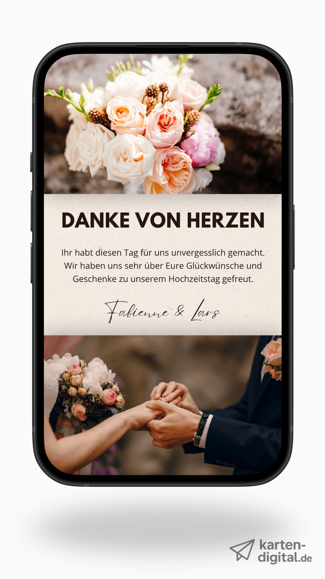 Digitale Dankeskarte Hochzeit – Blumen & Fotodesign - karten - digital