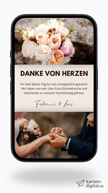 Digitale Dankeskarte Hochzeit – Blumen & Fotodesign - karten - digital