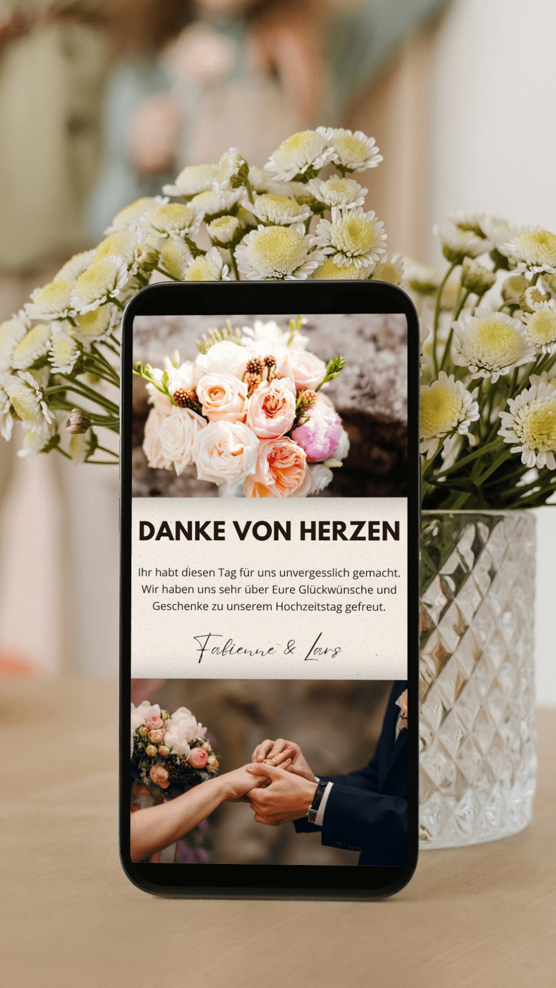 Digitale Dankeskarte Hochzeit – Blumen & Fotodesign - karten - digital