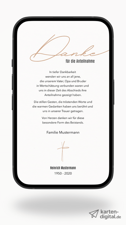 Digitale Danksagungskarte – Beige & feine Linie - karten - digital