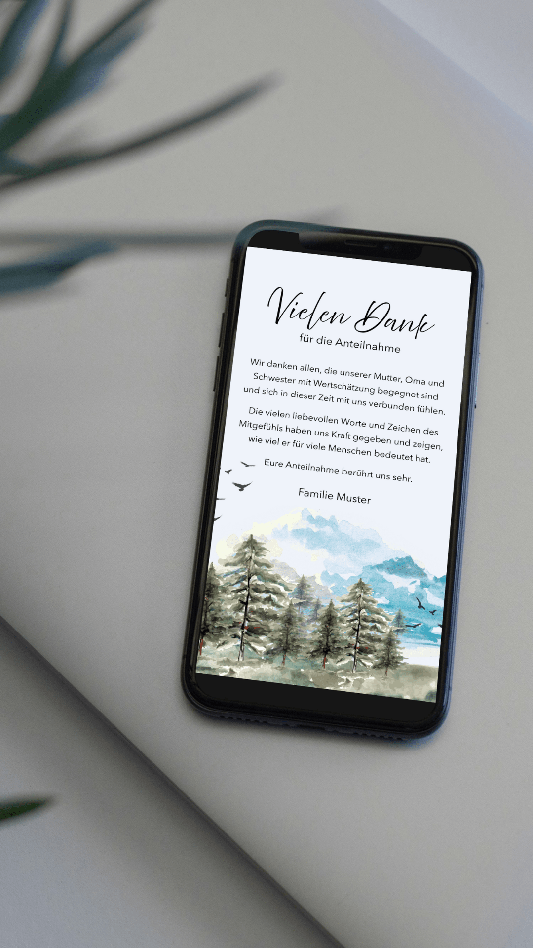 Digitale Danksagungskarte – Wald & Aquarell - karten - digital