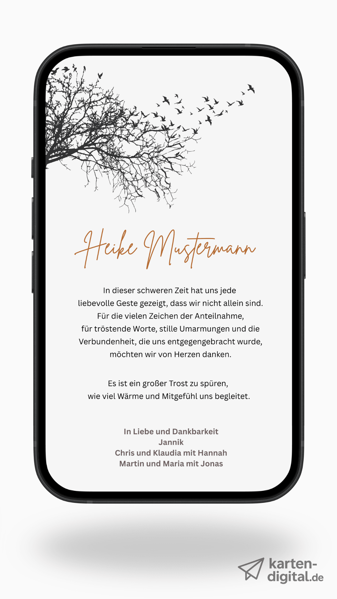 Digitale Danksagungskarte – Zweige & warmer Akzent - karten - digital