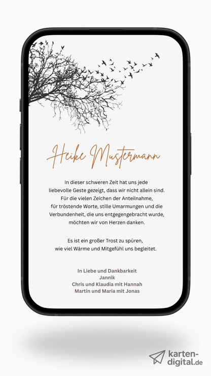 Digitale Danksagungskarte – Zweige & warmer Akzent - karten - digital