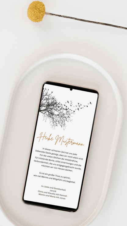 Digitale Danksagungskarte – Zweige & warmer Akzent - karten - digital