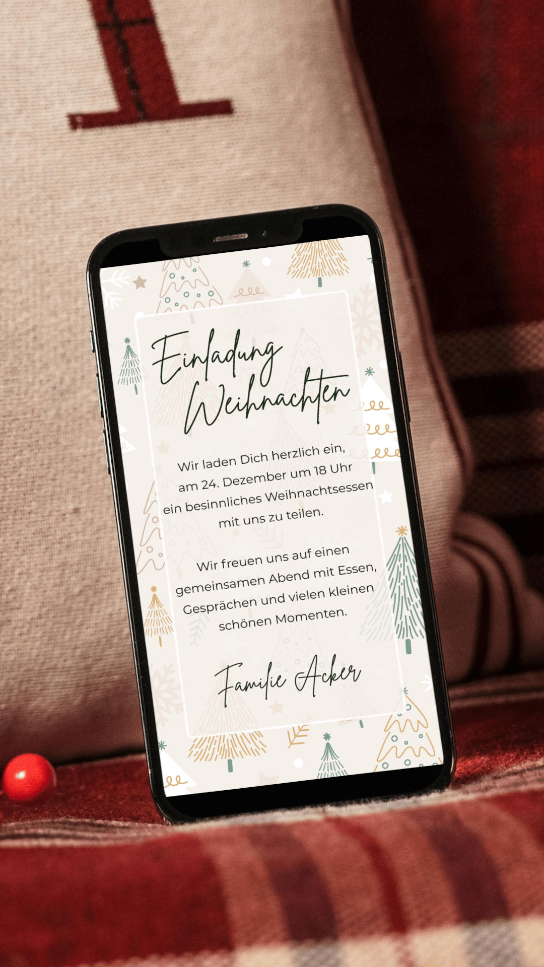 Digitale Einladung zu Weihnachten – helles Festtagsdesign mit liebevollen Illustrationen - karten - digital