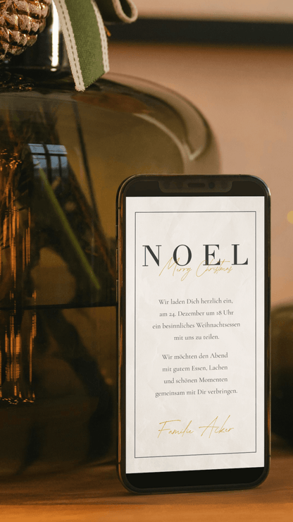 Digitale Einladung zu Weihnachten – minimalistisches NOEL - Design mit edlen Details - karten - digital