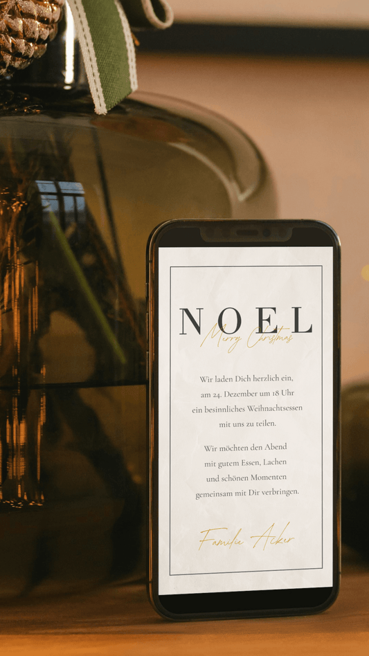 Digitale Einladung zu Weihnachten – minimalistisches NOEL - Design mit edlen Details - karten - digital