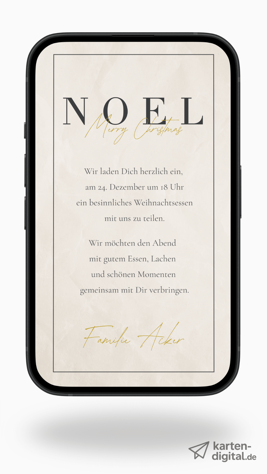 Digitale Einladung zu Weihnachten – minimalistisches NOEL - Design mit edlen Details - karten - digital