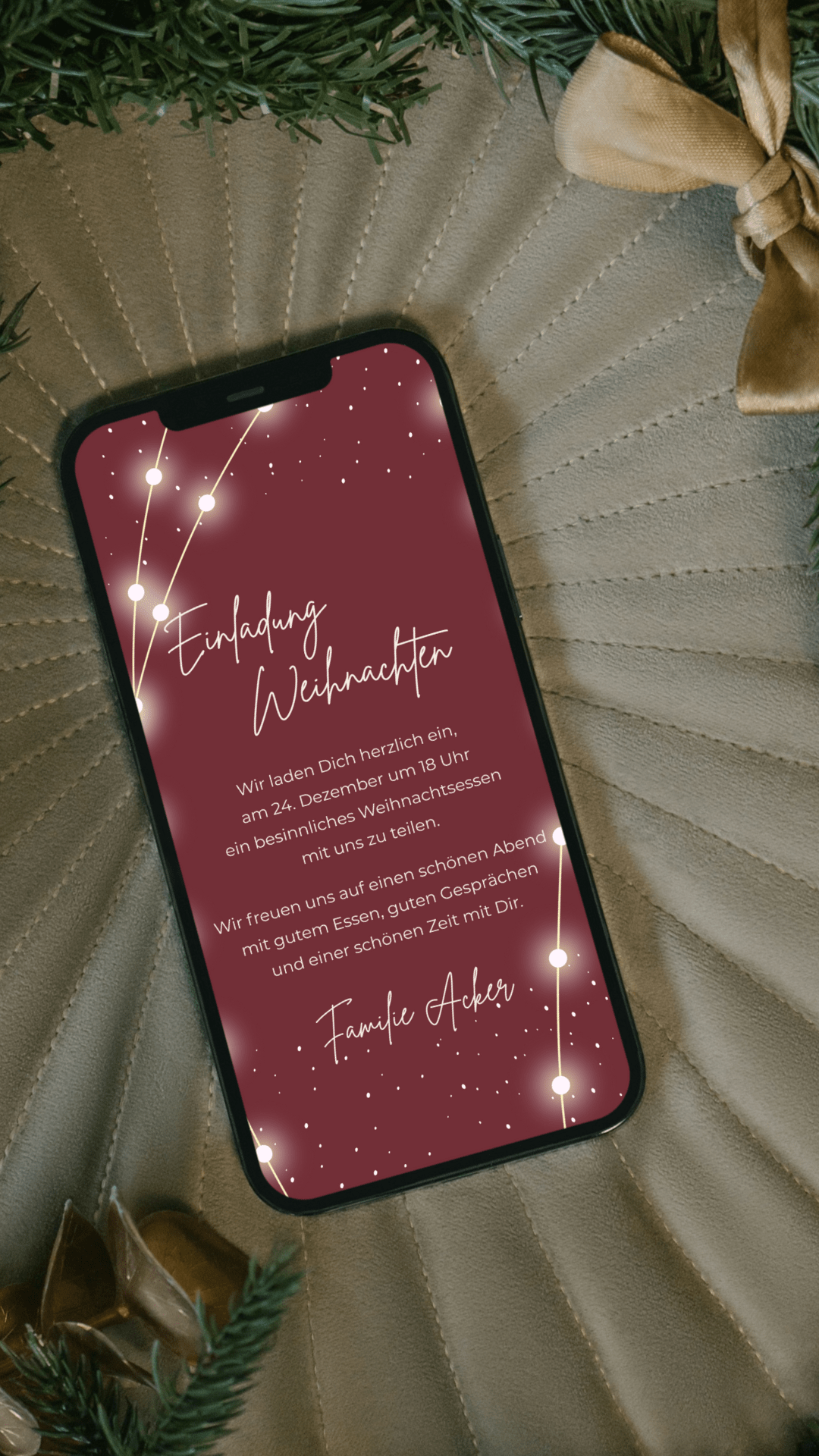 Digitale Einladung zu Weihnachten – modern, elegant & stimmungsvoll - karten - digital