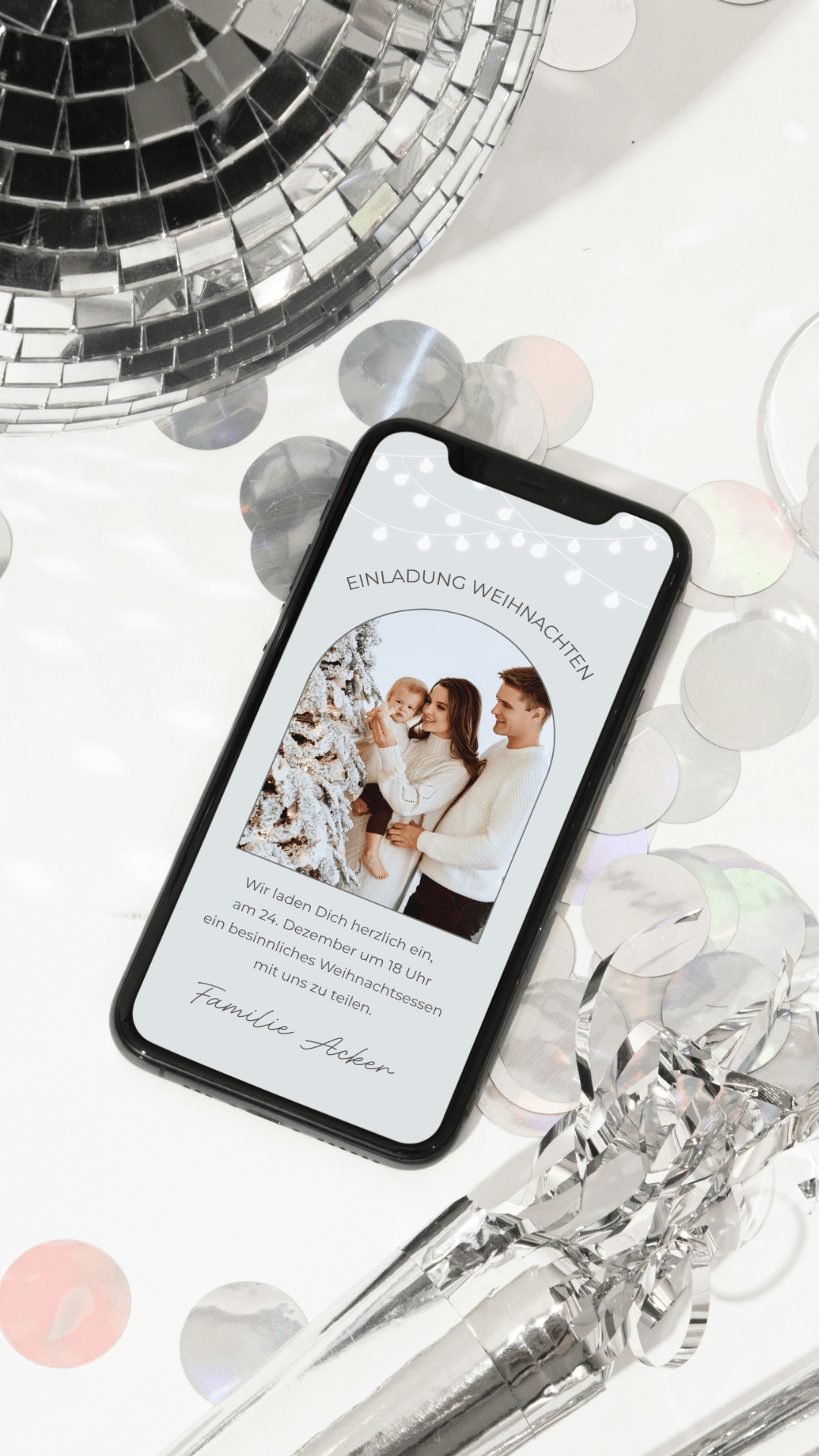Digitale Einladung zu Weihnachten – modernes Fotodesign in hellen Wintertönen - karten - digital