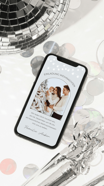 Digitale Einladung zu Weihnachten – modernes Fotodesign in hellen Wintertönen - karten - digital