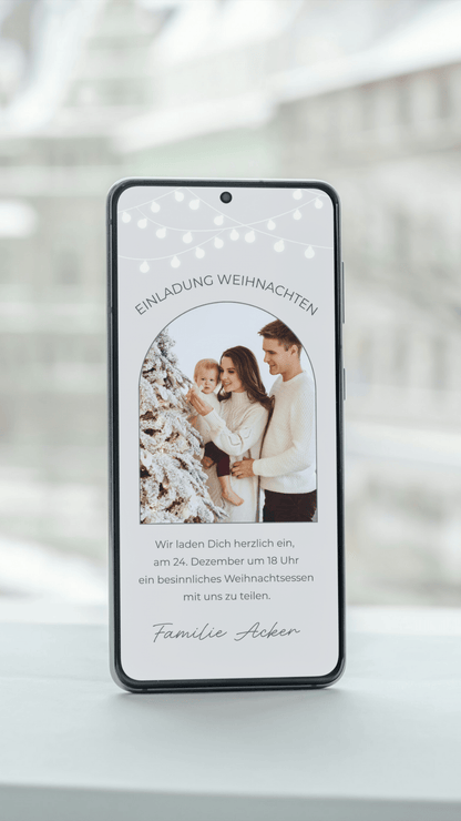 Digitale Einladung zu Weihnachten – modernes Fotodesign in hellen Wintertönen - karten - digital