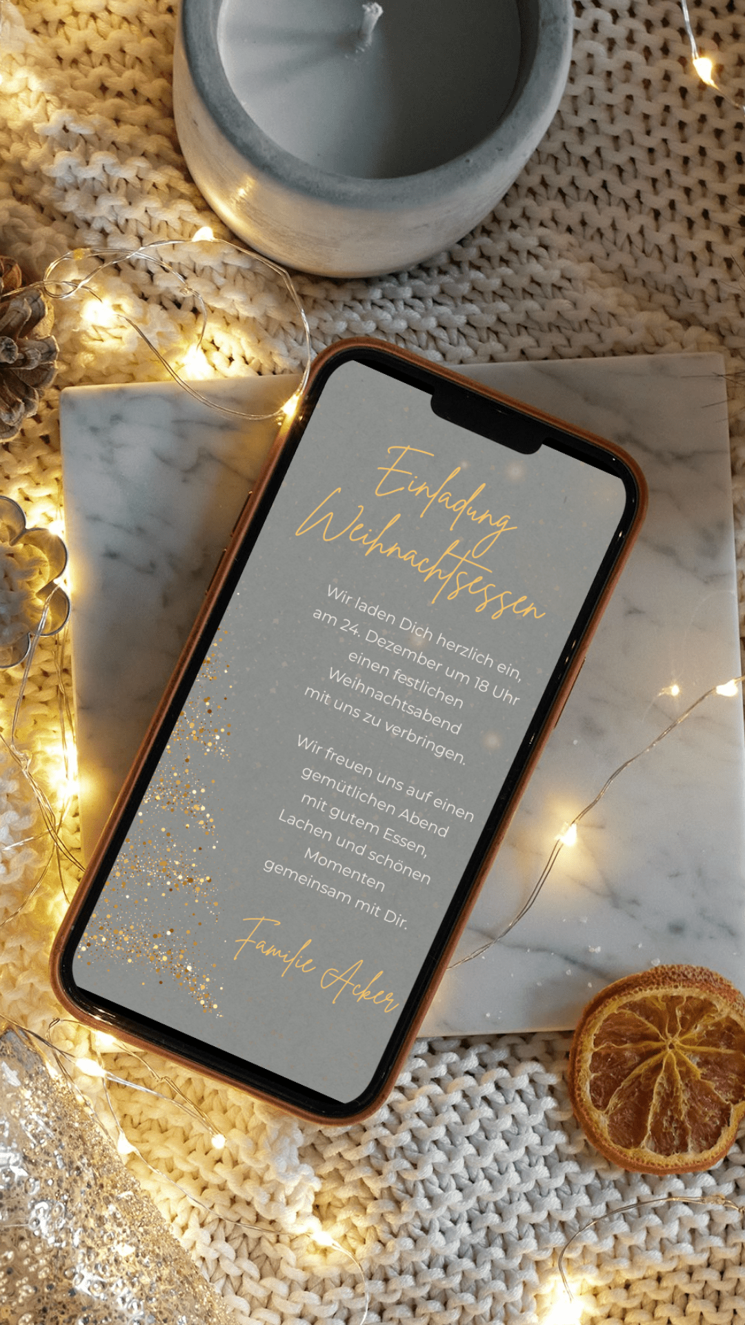 Digitale Einladung zum Weihnachtsessen – elegant, warm und festlich gestaltet - karten - digital