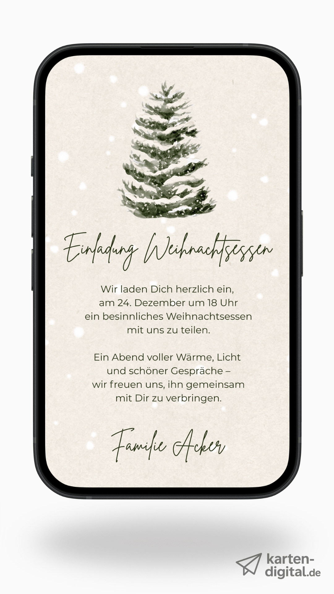 Digitale Einladung zum Weihnachtsessen – stilvoll & herzlich - karten - digital