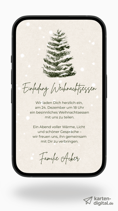 Digitale Einladung zum Weihnachtsessen – stilvoll & herzlich - karten - digital