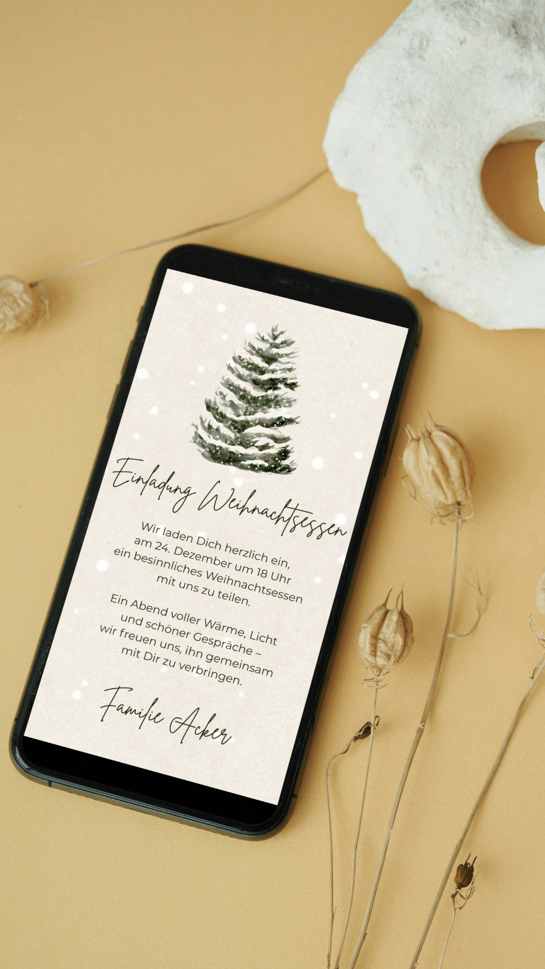 Digitale Einladung zum Weihnachtsessen – stilvoll & herzlich - karten - digital