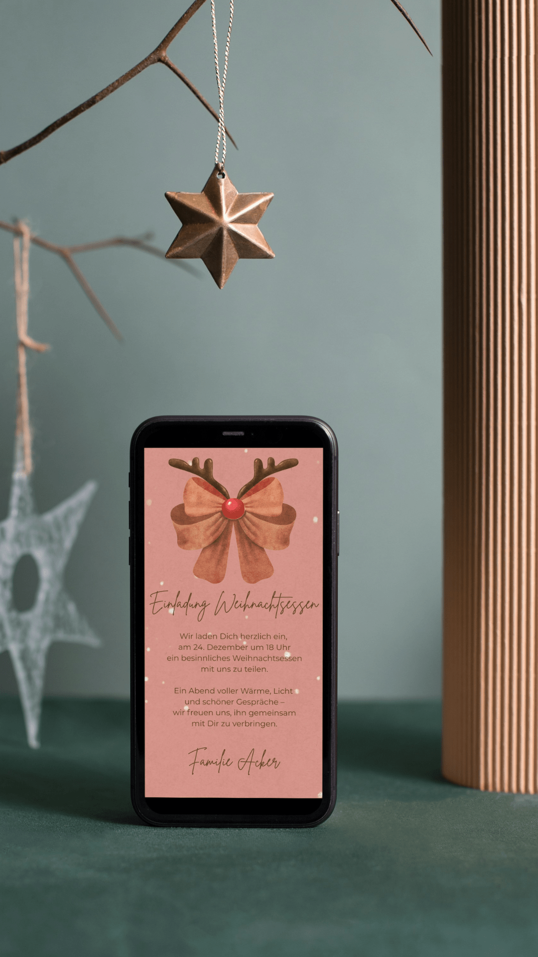 Digitale Einladung zum Weihnachtsessen – warm, modern & liebevoll gestaltet - karten - digital