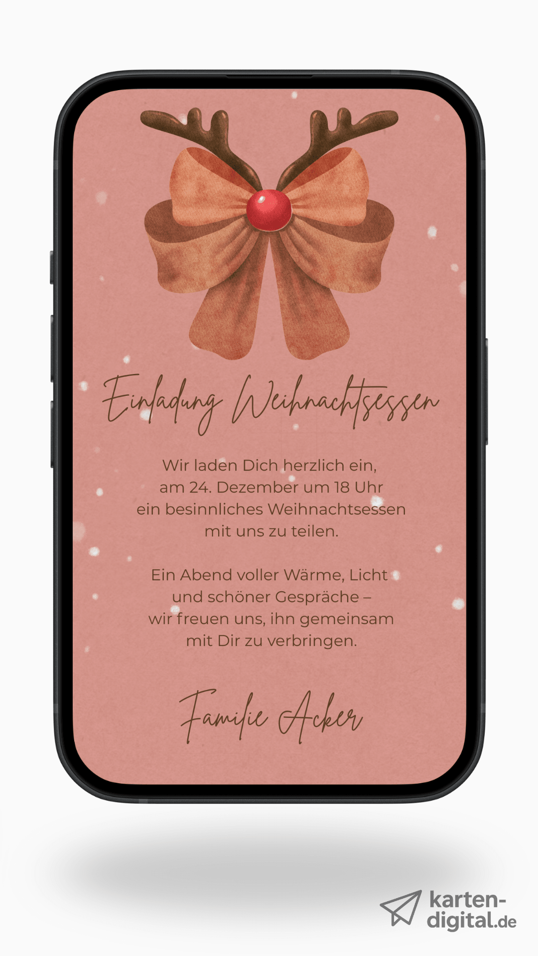 Digitale Einladung zum Weihnachtsessen – warm, modern & liebevoll gestaltet - karten - digital