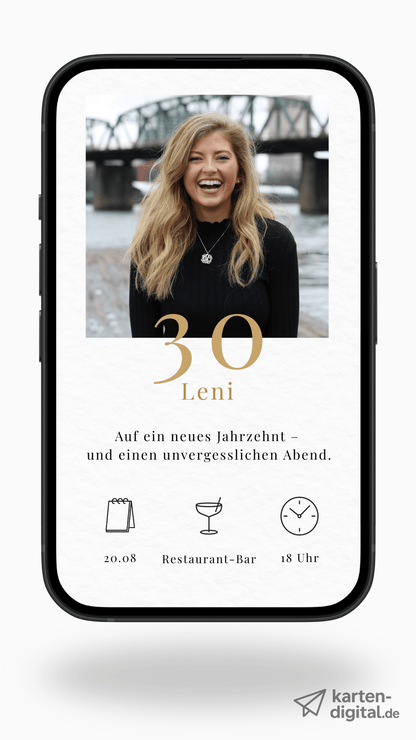 Digitale Geburtstagseinladung – Elegant & Minimalistisch - karten - digital