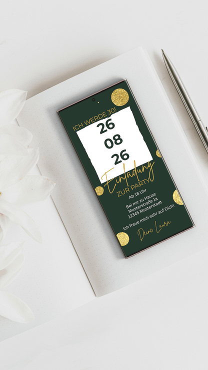 Digitale Geburtstagseinladung für Erwachsene – Stilvoll & Modern - karten - digital