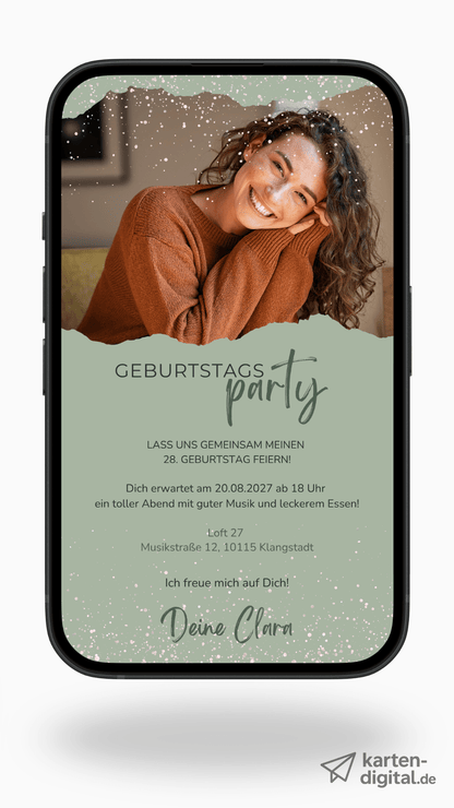 Digitale Geburtstagseinladung – Modern & persönlich mit Foto - karten - digital