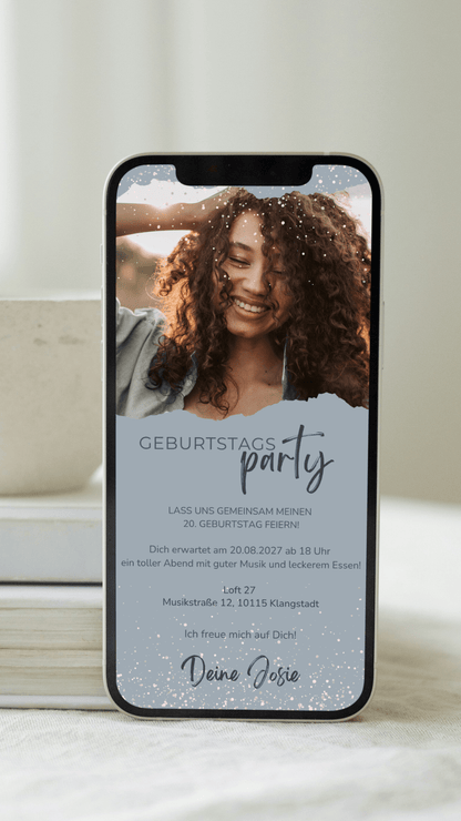 Digitale Geburtstagseinladung – Modern & persönlich mit Foto - karten - digital