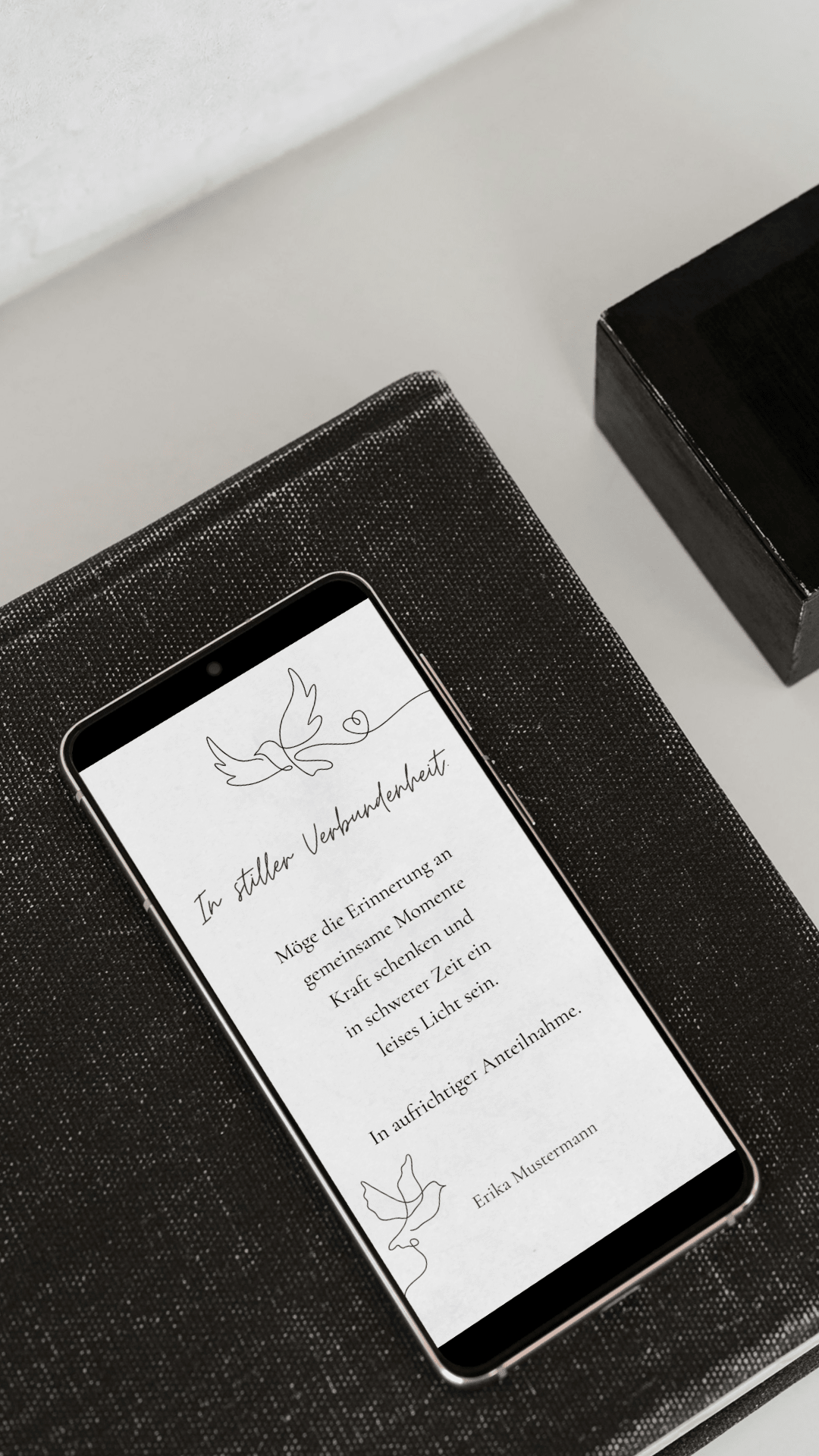 Digitale Kondolenzkarte – Linie & Taube - karten - digital