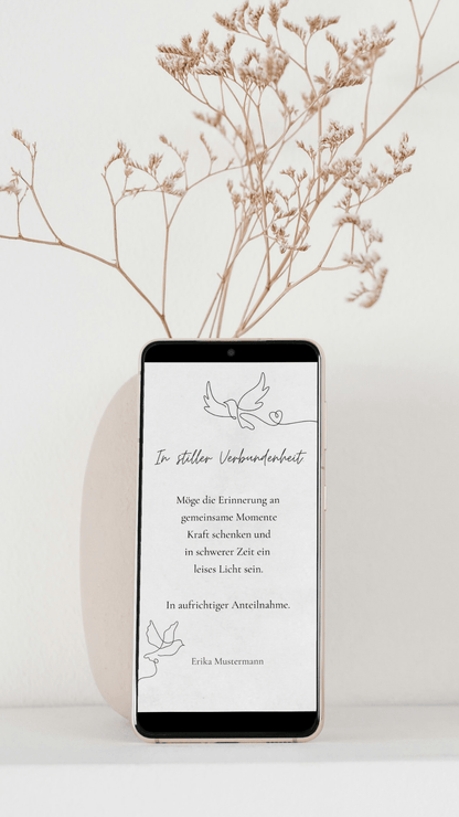 Digitale Kondolenzkarte – Linie & Taube - karten - digital