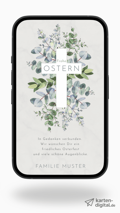 Digitale Osterkarte – Eukalyptus Kreuz - karten - digital