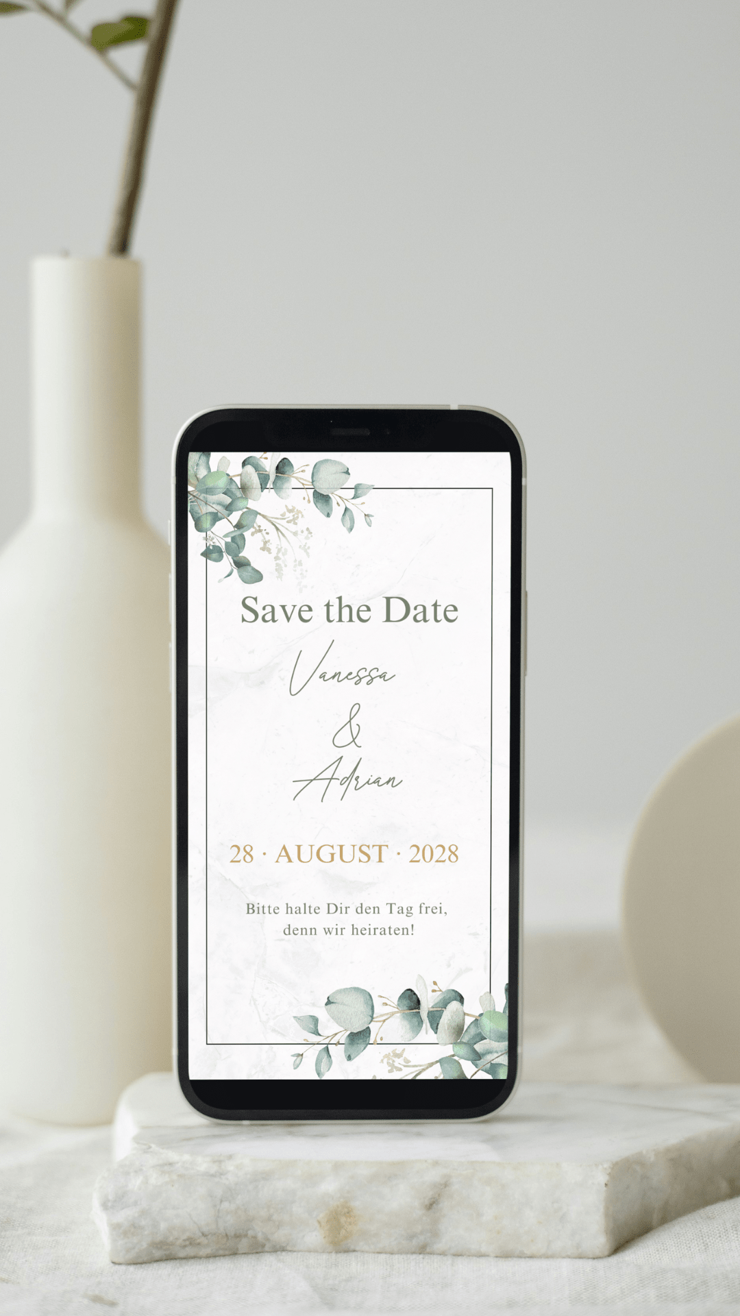 Digitale Save - the - Date Karte – Eukalyptus Elegant - karten - digital