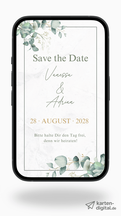 Digitale Save - the - Date Karte – Eukalyptus Elegant - karten - digital