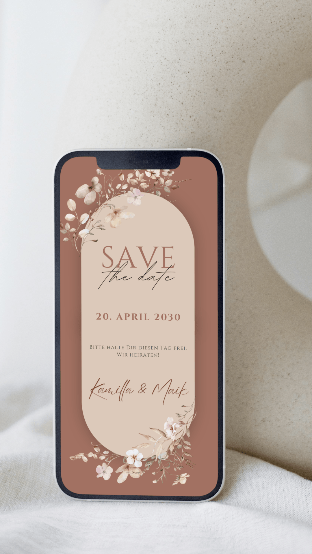 Digitale Save the Date Karte – Florale Eleganz & warme Töne - karten - digital