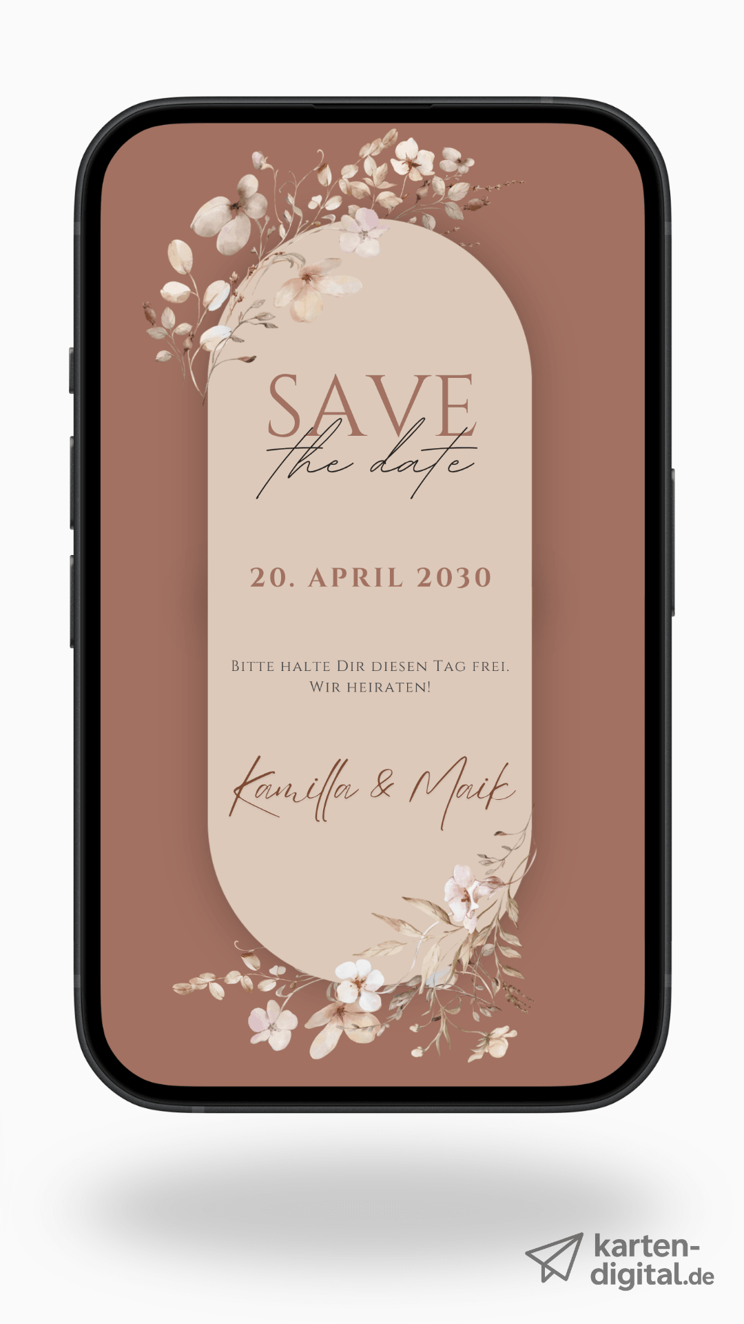 Digitale Save the Date Karte – Florale Eleganz & warme Töne - karten - digital