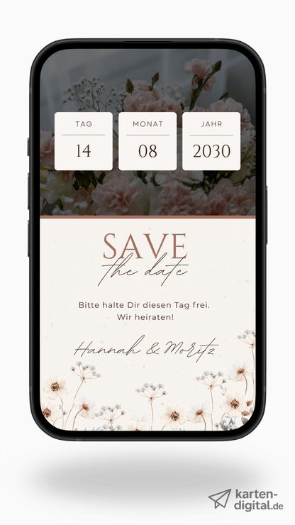 Digitale Save the Date Karte – Florales Datum & sanfte Details - karten - digital