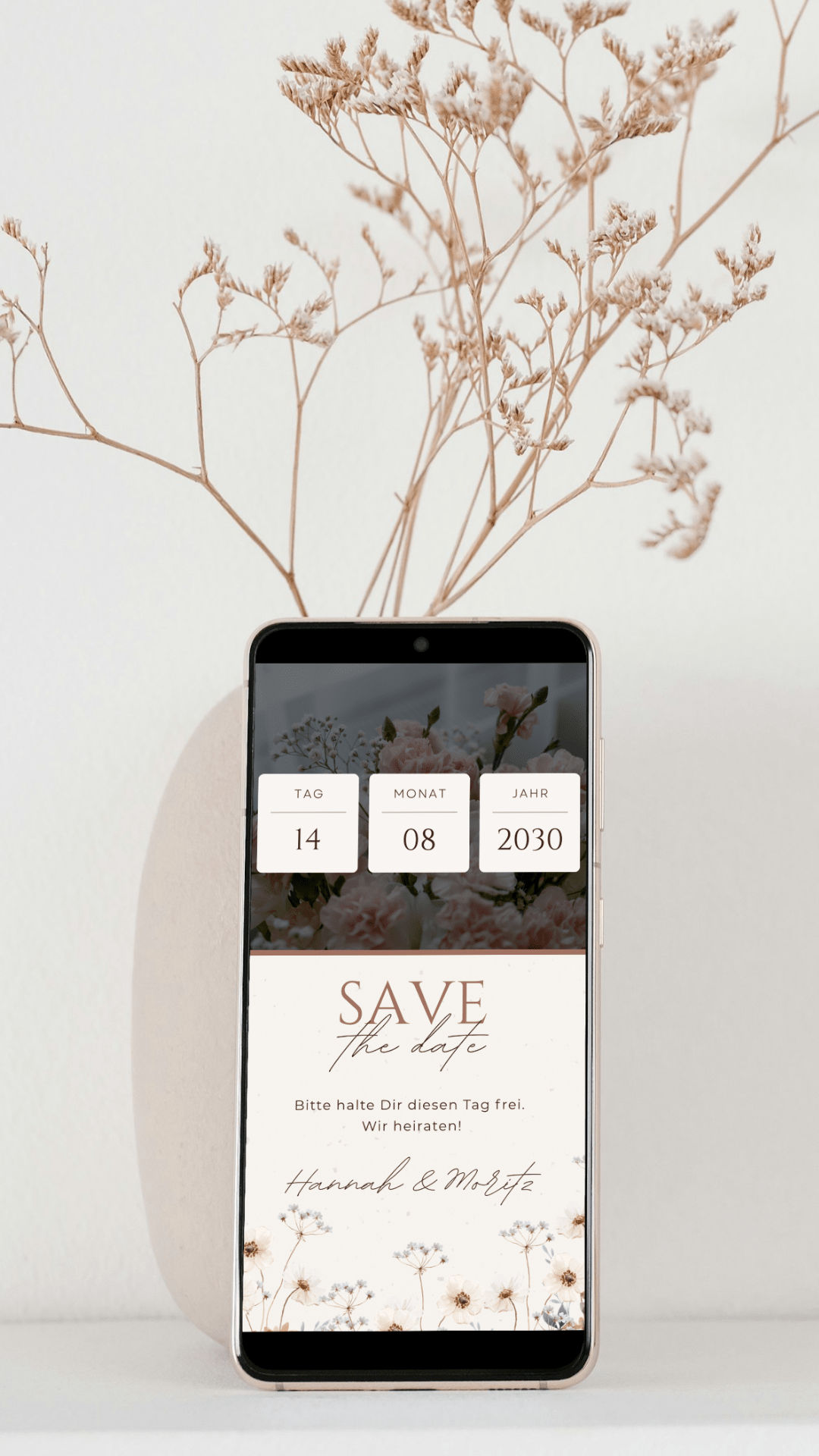 Digitale Save the Date Karte – Florales Datum & sanfte Details - karten - digital