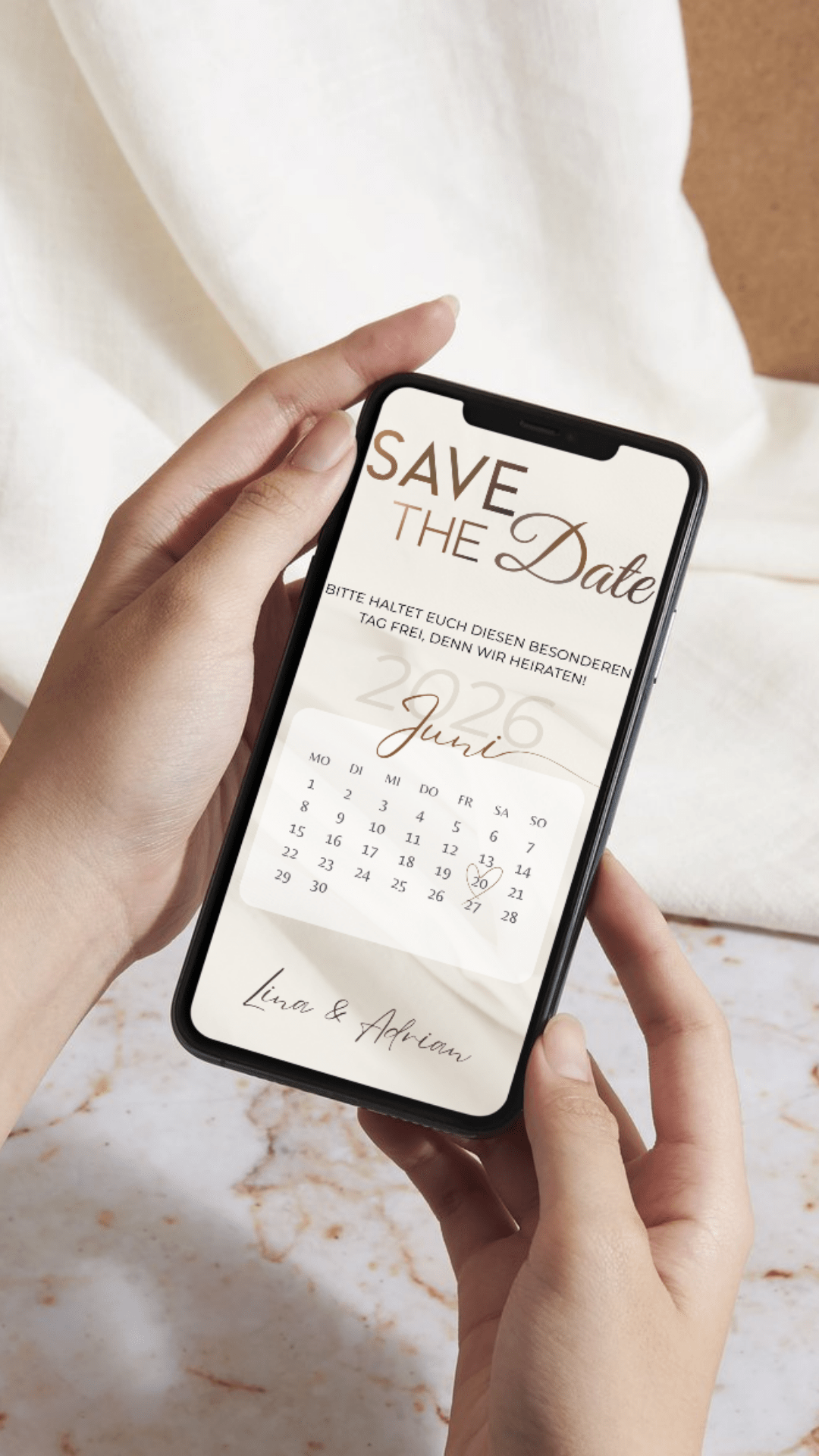 Digitale Save - the - Date Karte mit Kalender – modern, schlicht & stilvoll - karten - digital
