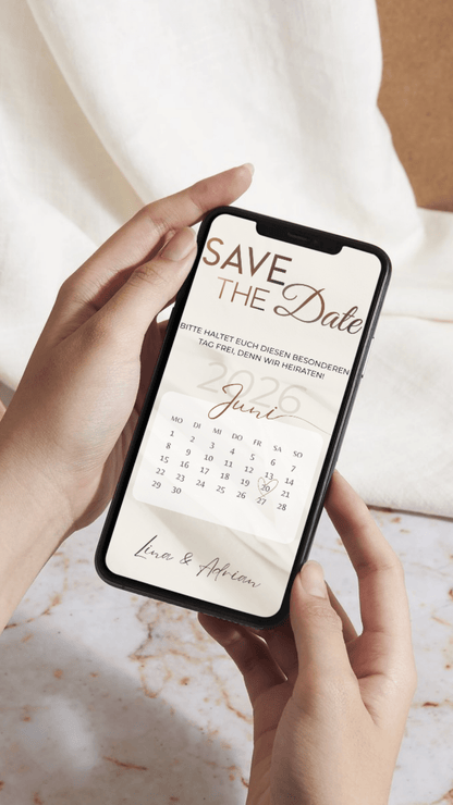 Digitale Save - the - Date Karte mit Kalender – modern, schlicht & stilvoll - karten - digital