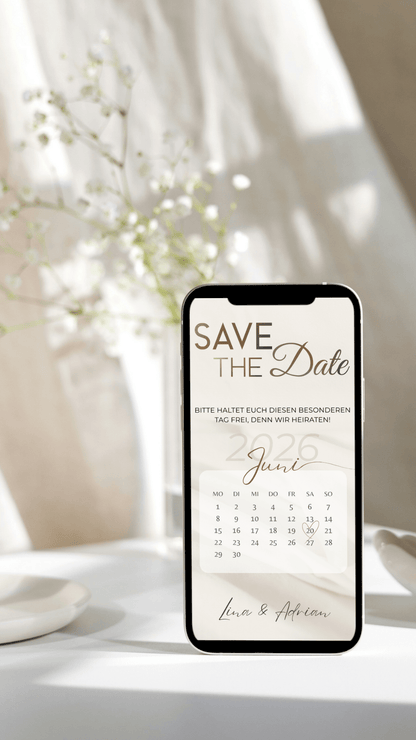 Digitale Save - the - Date Karte mit Kalender – modern, schlicht & stilvoll - karten - digital