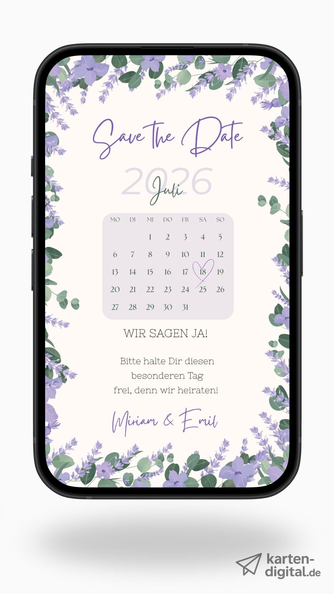 Digitale Save the Date Karte mit Kalender – Verspielt, persönlich & modern - karten - digital