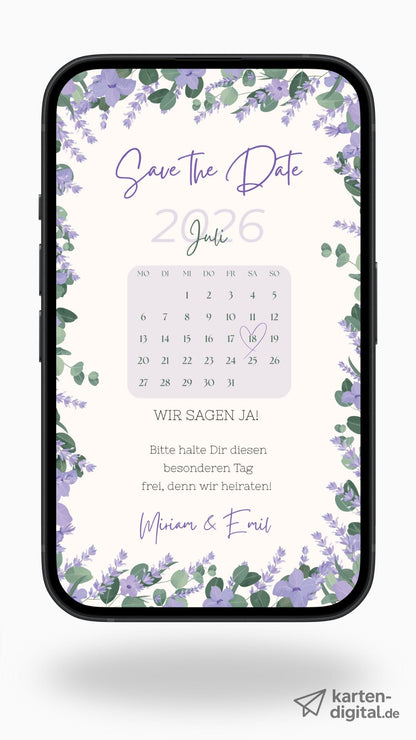 Digitale Save the Date Karte mit Kalender – Verspielt, persönlich & modern - karten - digital