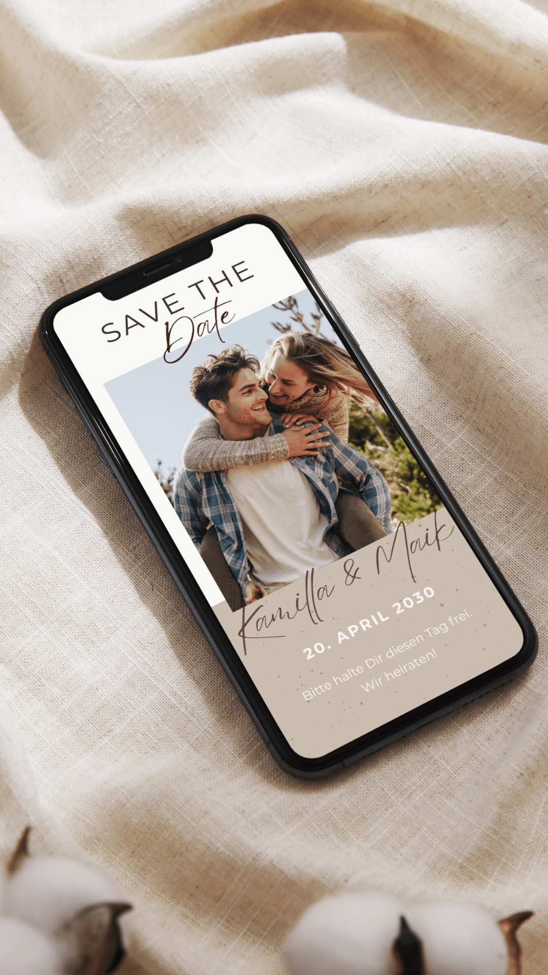Digitale Save the Date Karte – Natürliches Fotodesign & warme Töne - karten - digital