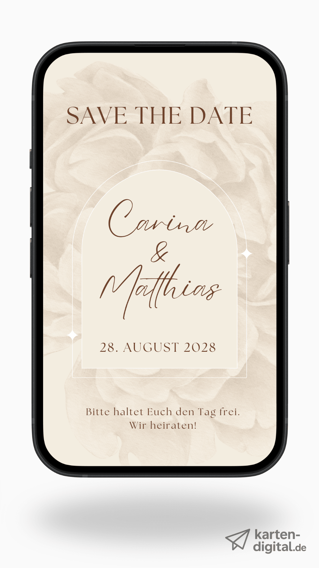 Digitale Save - the - Date Karte – Zarter Blütenrahmen - karten - digital
