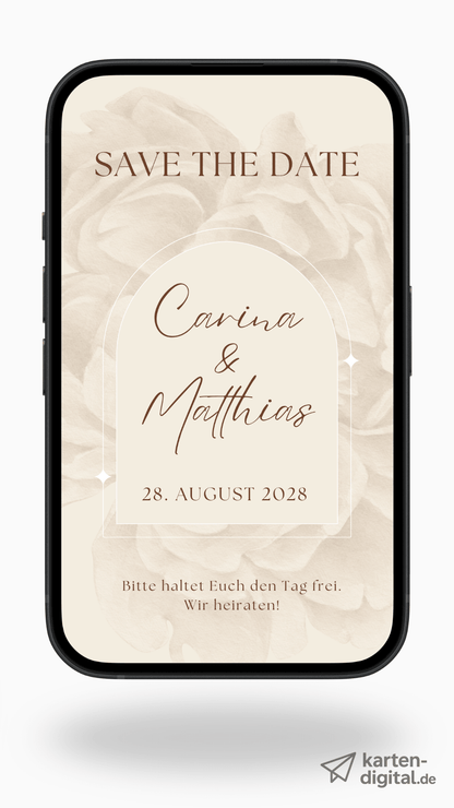 Digitale Save - the - Date Karte – Zarter Blütenrahmen - karten - digital